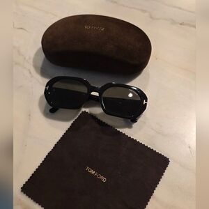 Tom Ford Black Veronique Sunglasses with Gold Accents